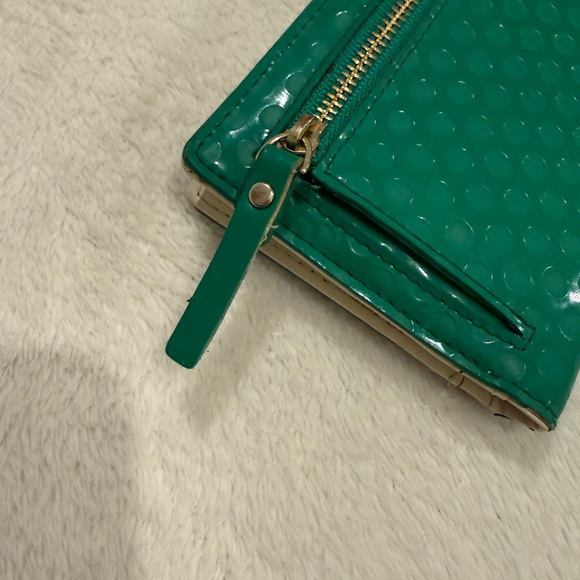 Kate Spade New York Leather Wallet Women’s Zip Around Card Holder Emerald Green - Picture 6 of 14